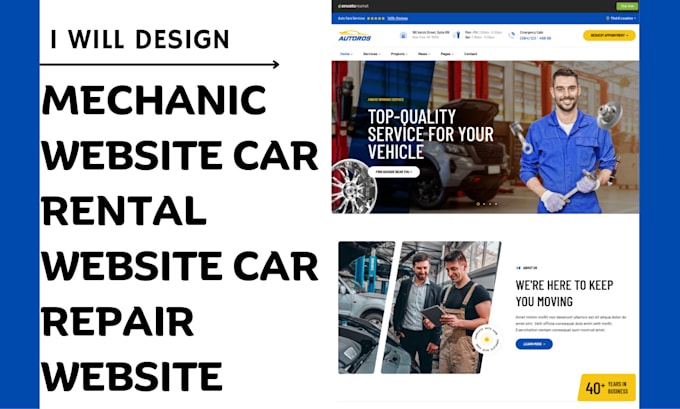 Gig Preview - Design mechanic website car rental website car repair website