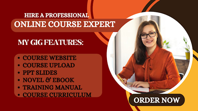 Gig Preview - Create online course content course curriculum training manual course creation