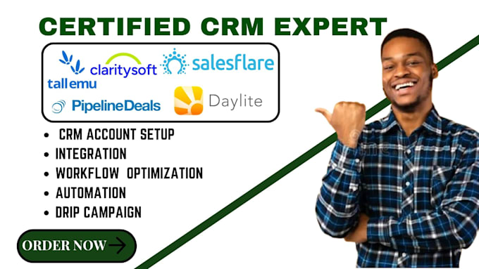 Gig Preview - Setup tall CRM daylite claritysoft crm pipelinedeals salesflare capsule crm