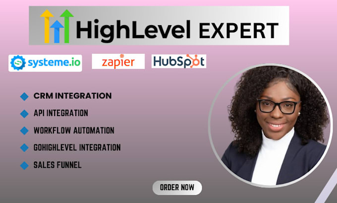 Gig Preview - Gohighlevel crm workflow automation zapier zap integration hubspot systeme io