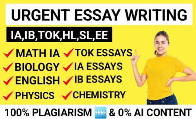 Gig Preview - Urgent help in essay writing, ia, ib, extended, hl, sl