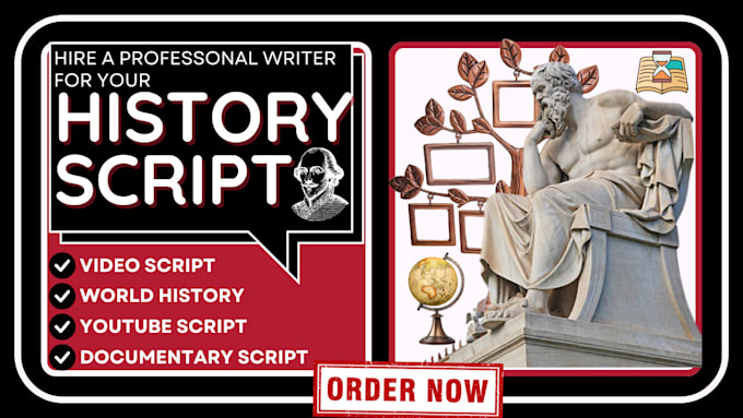 Gig Preview - Write your history script, biography, american history, and youtube script