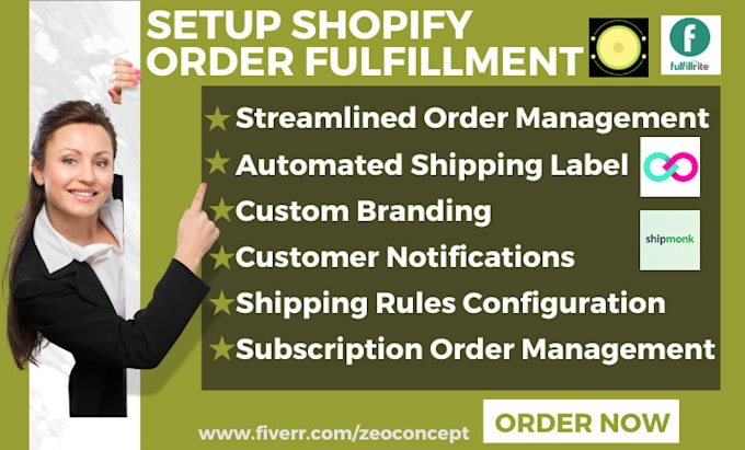 Gig Preview - Setup shopify order fulfillment shippypro shipmonk print melon fulfillrite order