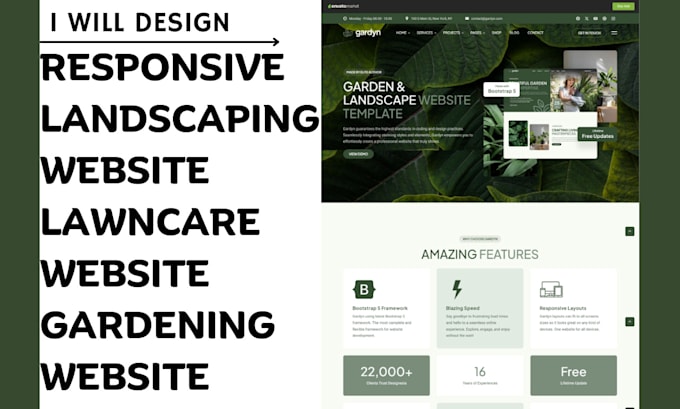 Gig Preview - Design responsive landscaping website lawncare website gardening website