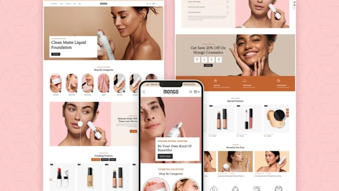 Gig Preview - Skin care website cosmetics website skin care shopify store skin care website