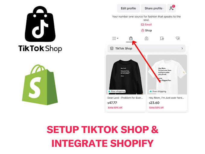 Gig Preview - Setup tiktok shop, connect and integrate tiktok shop to shopify, product sync