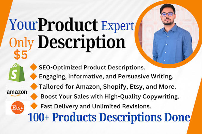 Gig Preview - Write products descriptions for your ecommerce store