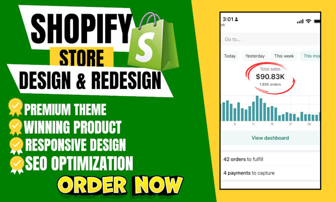 Bestseller - build shopify dropshipping store shopify store design shopify website redesign