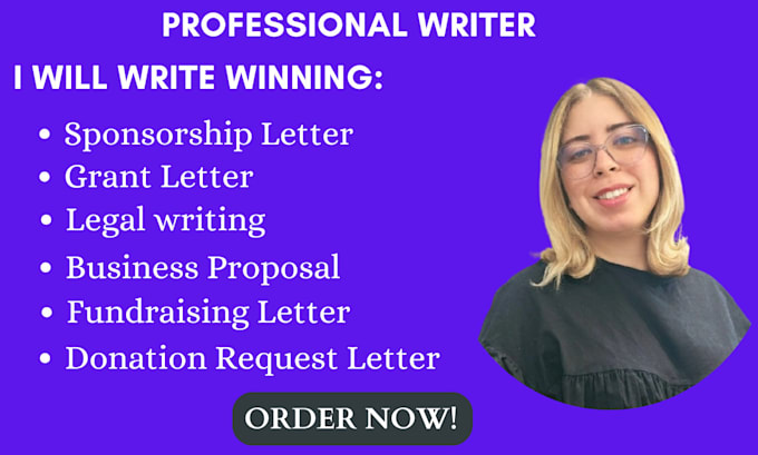 Gig Preview - Write winning sponsorship letters, grant letter, and business proposal