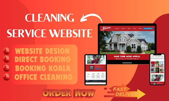 Gig Preview - Cleaning service website, office cleaning, booking koala, booking koala website