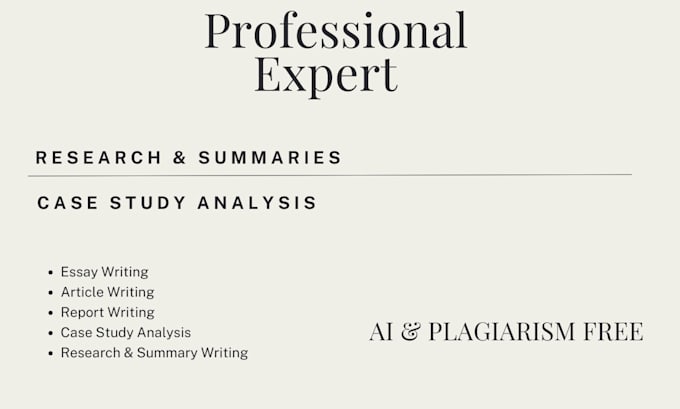 Gig Preview - Case study analysis world events, research and writing on any topic