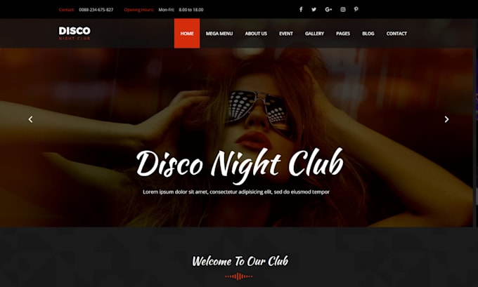 Gig Preview - Design night club, festival, night life, party and bar website