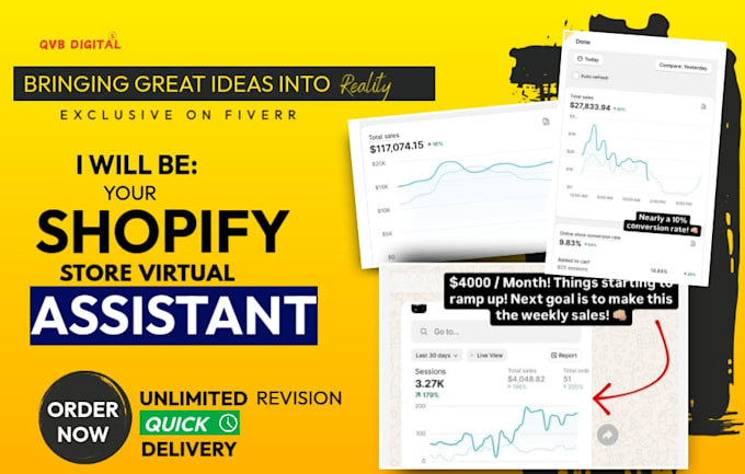 Gig Preview - Be your shopify virtual assistant for shopify dropshipping store