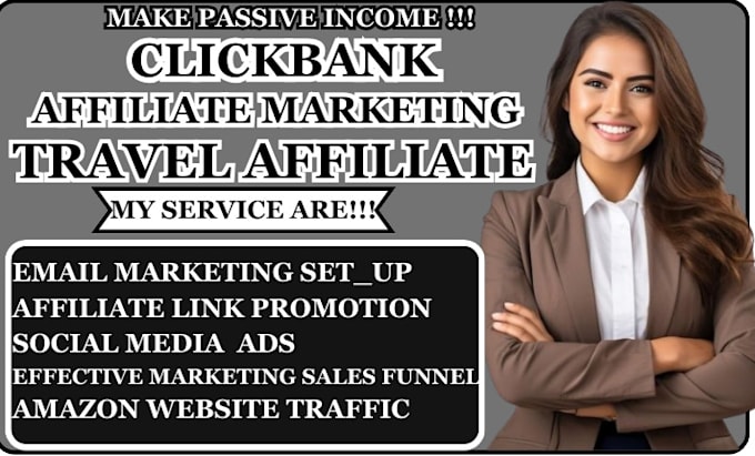 Gig Preview - Promote amazon affiliate website, clickbank affiliate travel promotion