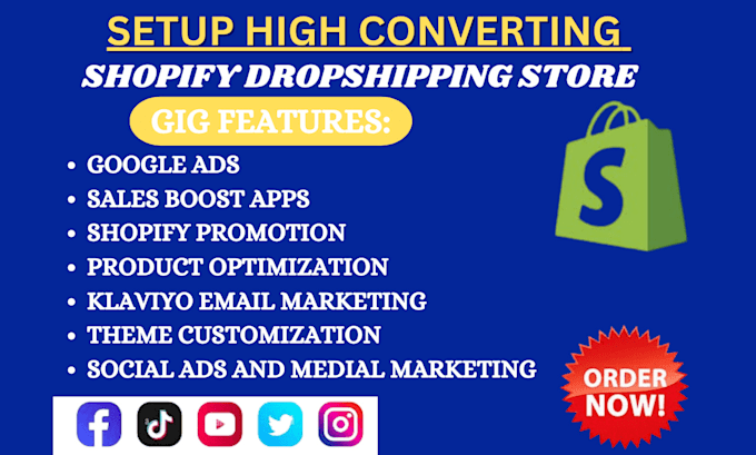 Gig Preview - Build high converting shopify dropshipping store or shopify website dsers autods