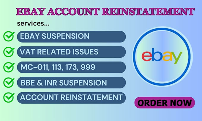 Gig Preview - Ebay account reinstatement ebay suspension ebay reopen mc011 mc999 mc113