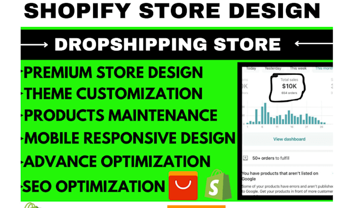 Gig Preview - Design redesign 6 figures shopify dropshipping store shopify website store