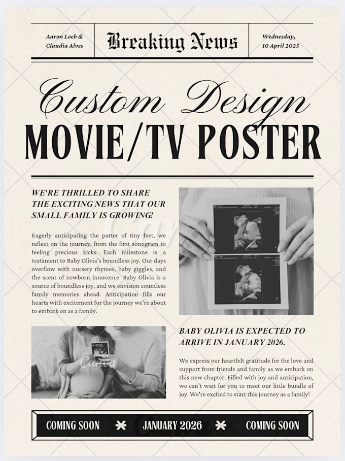 Gig Preview - Design a personalized movie poster digital print file