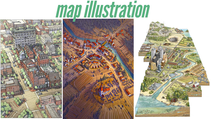 Gig Preview - Design isometric map illustration, vector map illustration, cartography, map