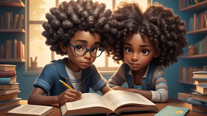 Gig Preview - Design 3d african american children book illustration, story book illustration