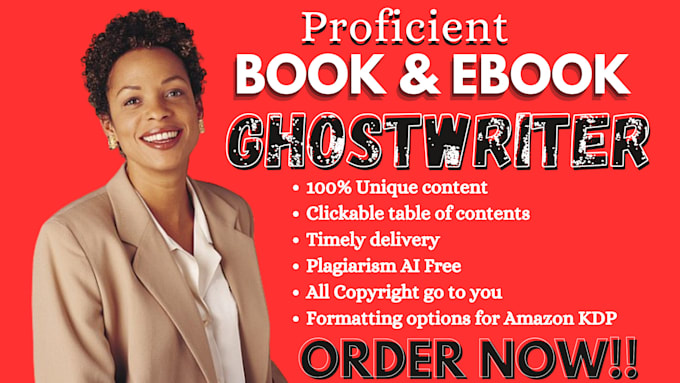 Gig Preview - Ghostwriter nonfiction, fiction book, book writer kid story poetry ebook writer