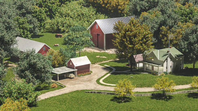 Gig Preview - Design modern 3dfarmhouse,cgi livestock rendering,poultry garden,villa landscape