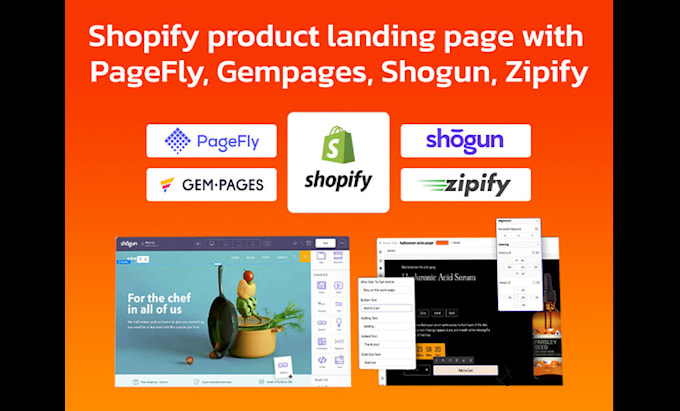 Gig Preview - Design shopify product landing page with pagefly, gempages, shogun, zipify