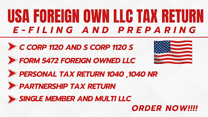 Gig Preview - File form 5472 for single member foreign own US llc with 1120 irs CPA US