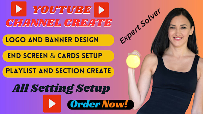 Gig Preview - Youtube channel create and setup with logo banner full creation also video SEO