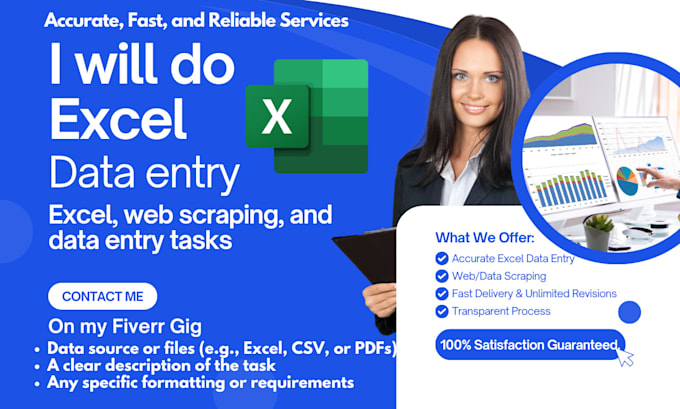 Gig Preview - Do accurate excel, data entry, data scraping and copy paste tasks