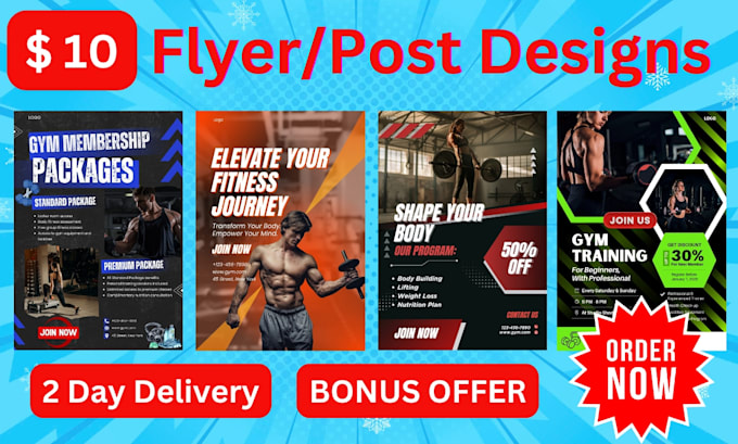 Gig Preview - Design customized fitness and gym posters to energize your brand presence