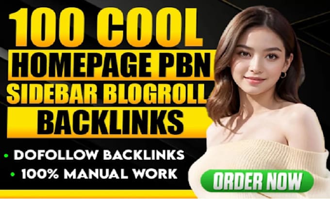 Gig Preview - 100 premium homepage sidebar blogroll backlinks