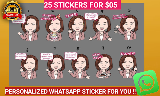 Gig Preview - Do personalized whatsapp sticker for you