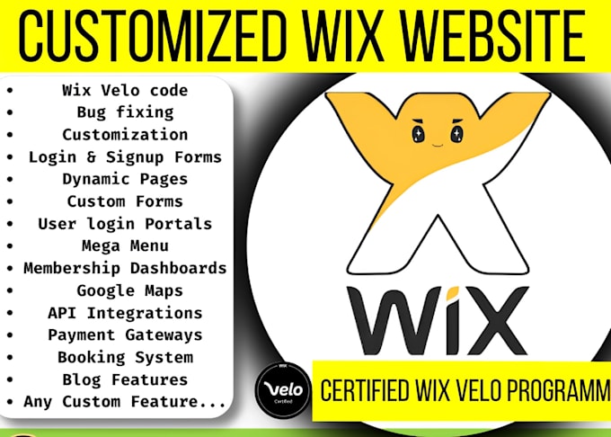 Gig Preview - Create custom wix code website, wix ecommerce stores, wix velo code,wix database