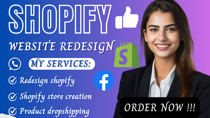 Gig Preview - Do shopify store redesign, shopify website design, shopify dropshipping store