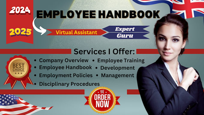 Gig Preview - Create a comprehensive employee, compliance, and staff handbook, employee manual