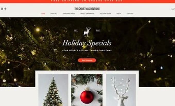 Gig Preview - Christmas ecommerce website lightning website holiday store discount store