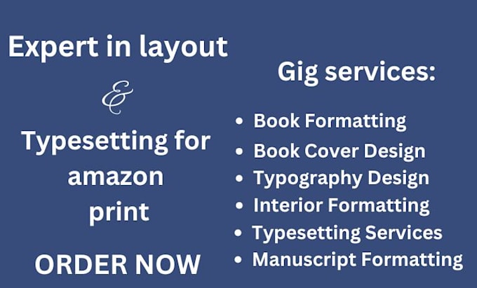 Gig Preview - Do layout, typesetting for amazon print, interior book, format your manuscript