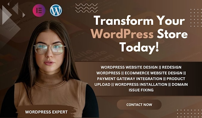 Gig Preview - Design, redesign, fix, update, revamp wordpress ecommerce website elementor