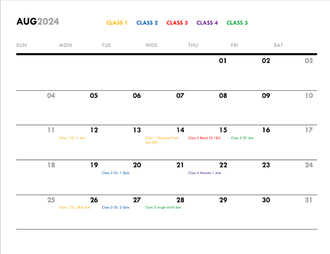 Gig Preview - Create quick glance monthly calendars of all assignments