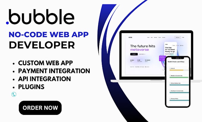 Gig Preview - Bubble io developer flutterflow adalo mobile app developer ios web app saas mvp