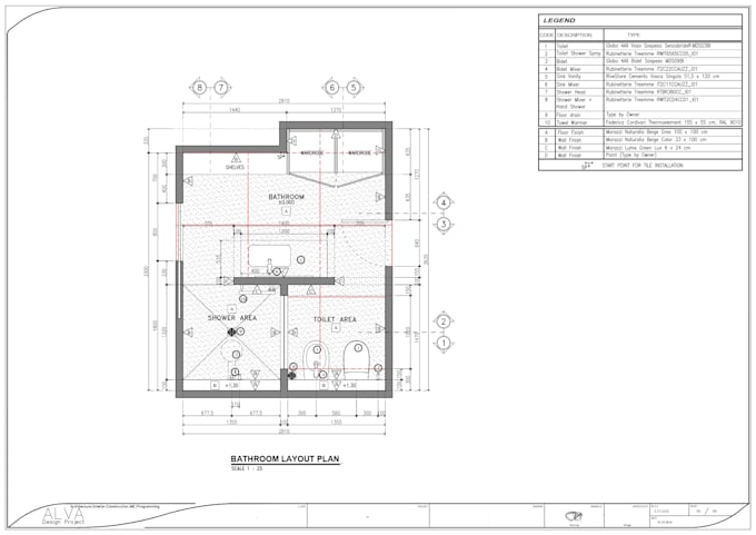 Gig Preview - Deliver construction ready bathroom shop drawings