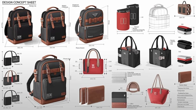 Gig Preview - Do 3d bag designs laptop, messenger or backpack detailed tech packs your needs