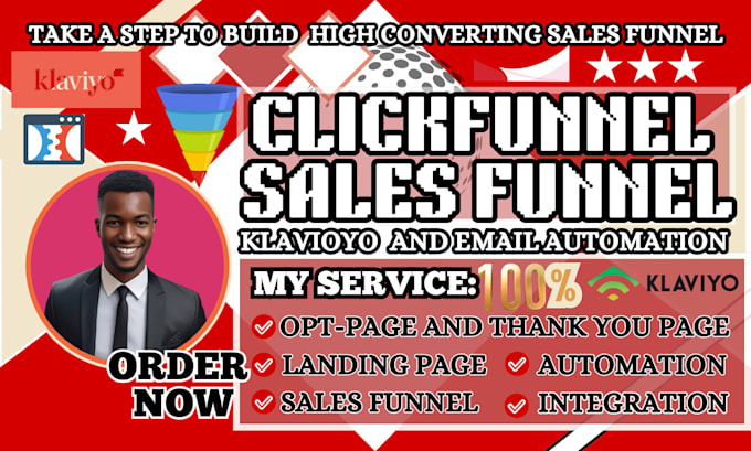 Gig Preview - Clickfunnels sales funnel, klaviyo sales funnel, email automation, contact form