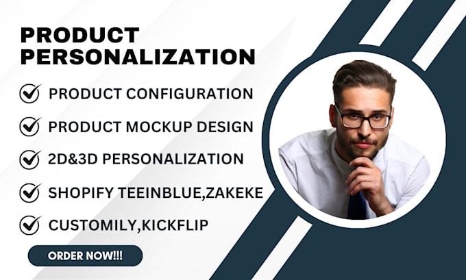 Gig Preview - Customize shopify teeinble customily zakeke kickflip mockup design 2d 3d product