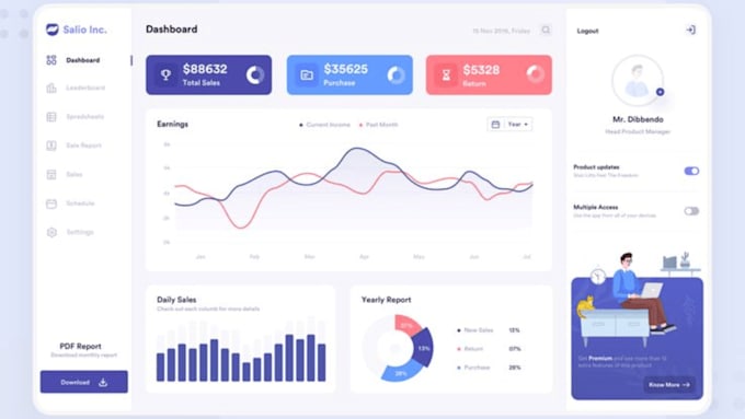 Gig Preview - Design saas CRM and admin dashboard UI UX design custom dashboards and panels