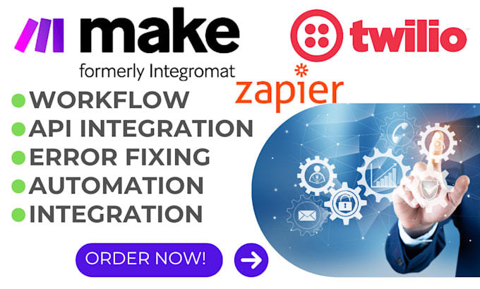 Bestseller - setup make com automation zapier integromat make com twilio API integration