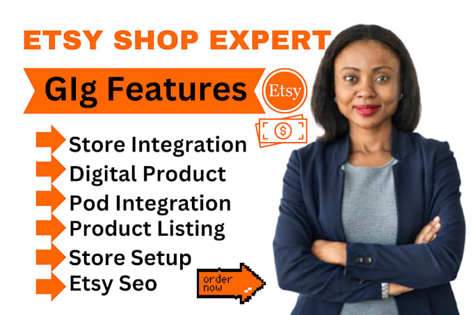 Gig Preview - Setup esty shop digital product esty pod product listing SEO esty rank