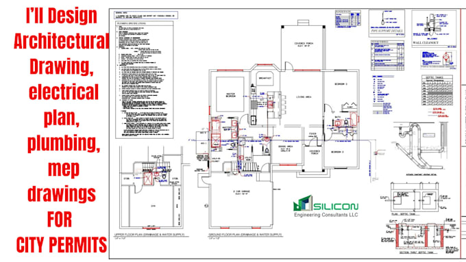 Gig Preview - Draw architectural plan, electrical plan, plumbing, mep drawings for city permit