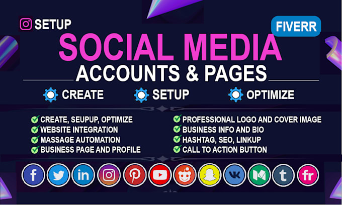 Gig Preview - Create social media accounts, setup and optimize